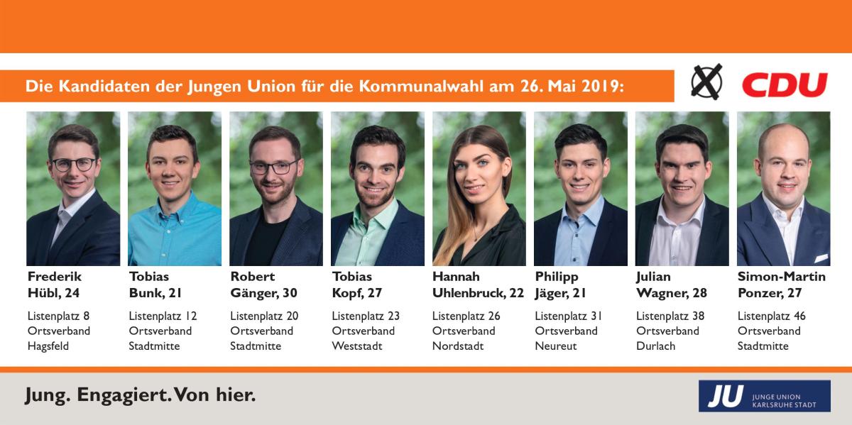 JU-Kandidaten zur Wahl des Karlsruher Gemeinderates